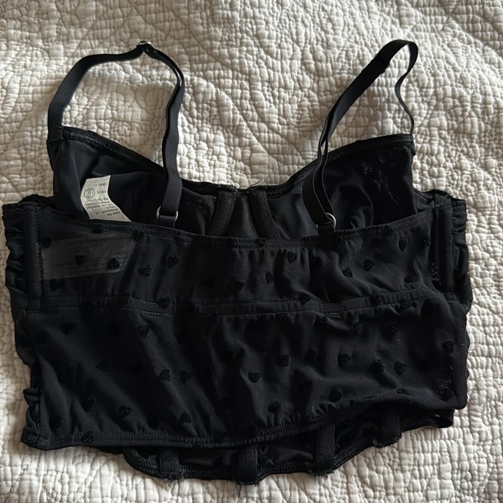 Gilly Hicks Black Heart Patterned Bustier Top size XS - Picture 2 of 5